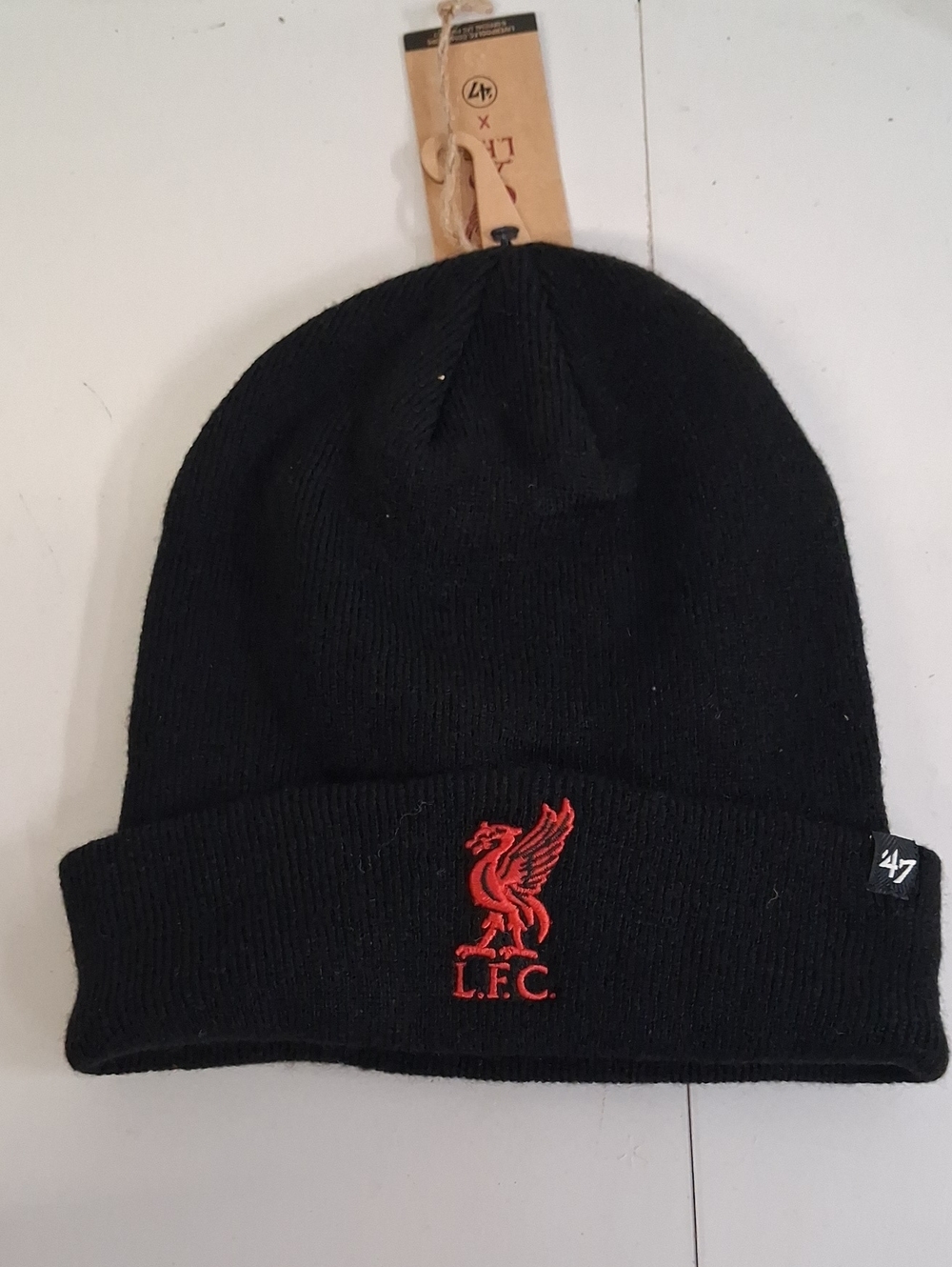 NWT 47 Liverpool FC Black Knit Beanie with Red Embroidered Crest